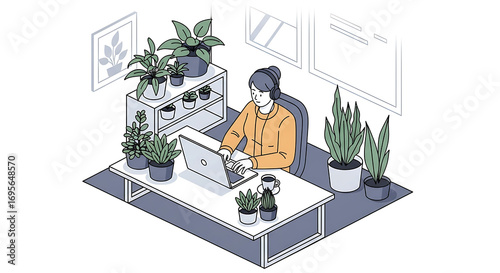 Flat Remote Work Concept