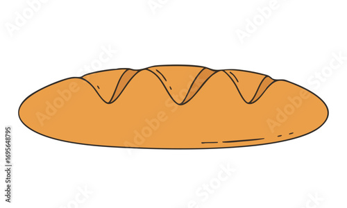 Illustration of a loaf of bread with three cuts on top, on a white background.