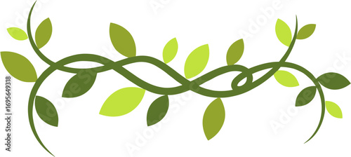 Minimalist Flat Vine With Green Leaves Design Element Illustration