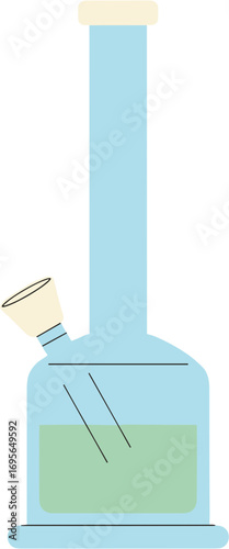 Simple Cartoon Style Blue Glass Bong Water Smoking Device Illustration