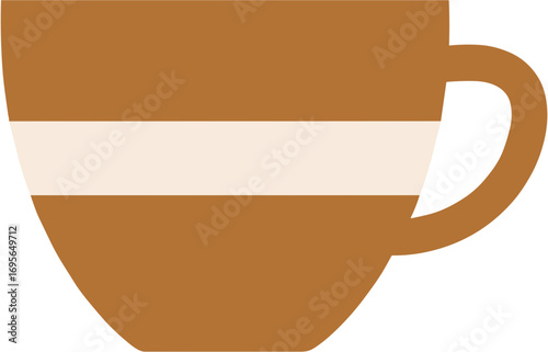 Flat Style Detailed Coffee Cup Mug Icon Design Illustration
