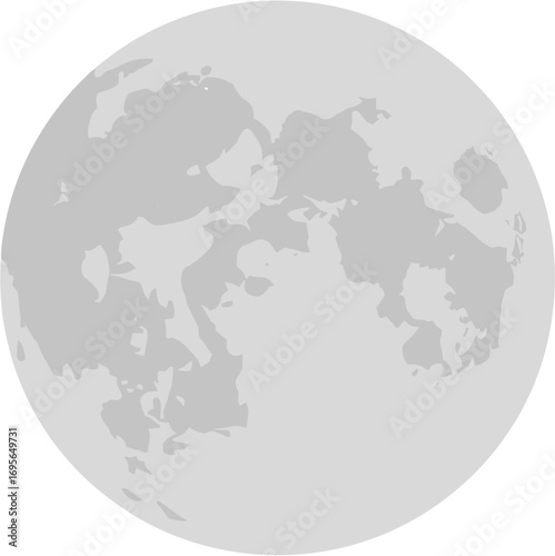 Simple Flat Style Full Moon Lunar Surface Celestial Body Illustration