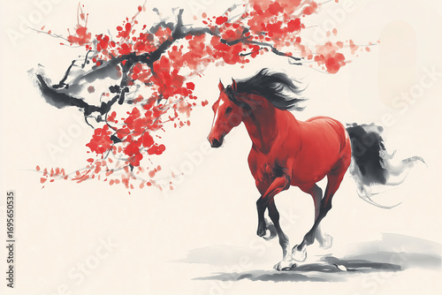 horse, red horse, 2026, 2086, 2146, happy new year, new year, new year greetings, new year's card, sunrise, animal, silhouette, start, Year of the Horse, 12 zodiac signs, pony, mustang, running, farm,