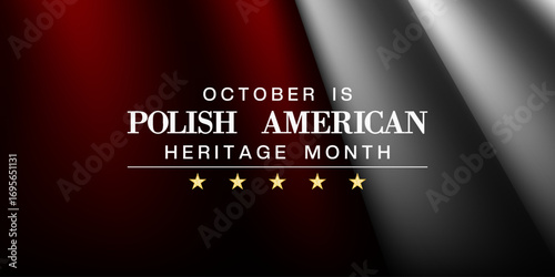 October is Polish American Heritage Month. Polish flag. Suitable for posters, banners and social media. Blue background.