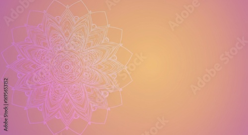 Festival mandala glow banner background, radial art on soft gradient