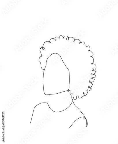 Afro hair women in continuous-line art