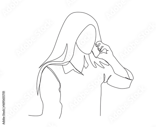 Women talking on the phone in continuous line art