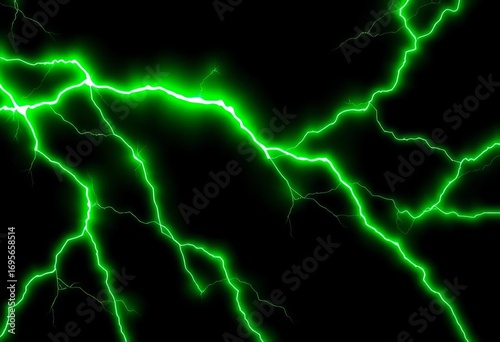 Abstract neon green lightning bolt checkerboard pattern on black background,  neon,  sportswear
