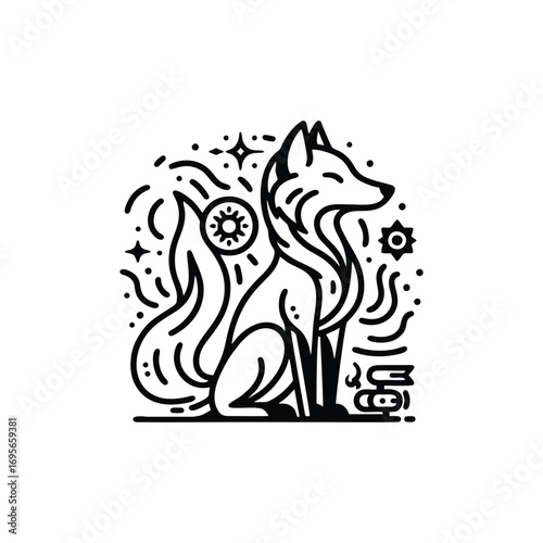 Stylized fox illustration with mystical elements