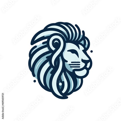 Stylized lion head illustration with flowing mane design (1)