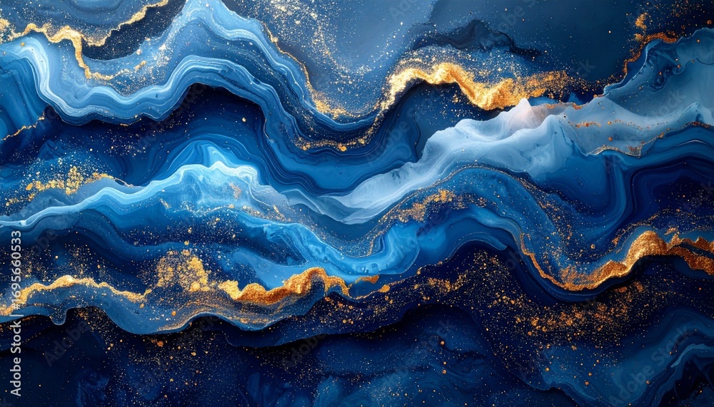 Fototapeta premium Luxury Abstract Blue and Gold Glitter Marble Texture
