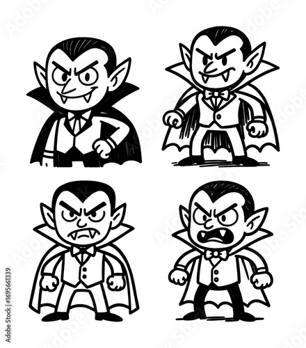 vector set of cartoon character of vampire man (hand drawing - artwork 1)