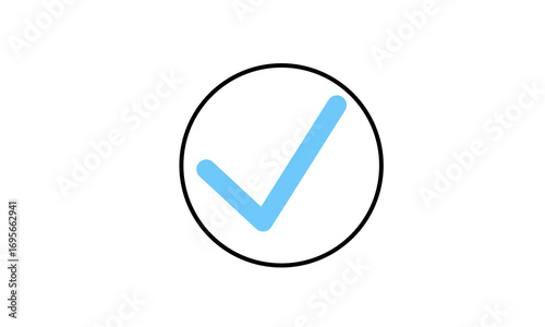 Free Download A blue check mark within a black circle on a gray background. A minimalist icon ideal for indicating approval or completion in digital interfaces or marketing materials. - GFXLoad