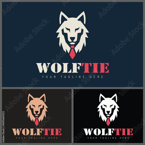 Wolf tie executive professional silhouette logo set templates design