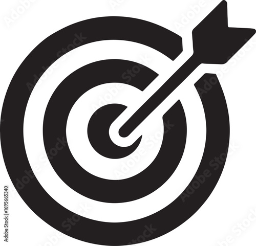 Silhouette vector of a target with arrow. Perfect icon for goal, success, accuracy, and achievement.