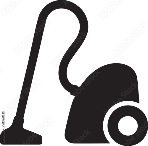 Silhouette vector of a vacuum cleaner. Minimal cleaning appliance icon for home, hygiene, and service use.