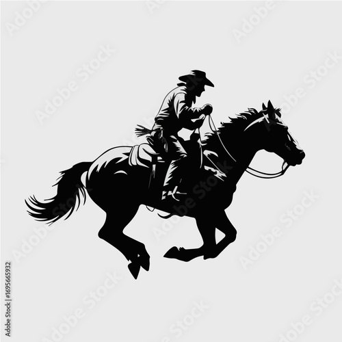 Cowboy illustration riding a sprint horse vector print ready