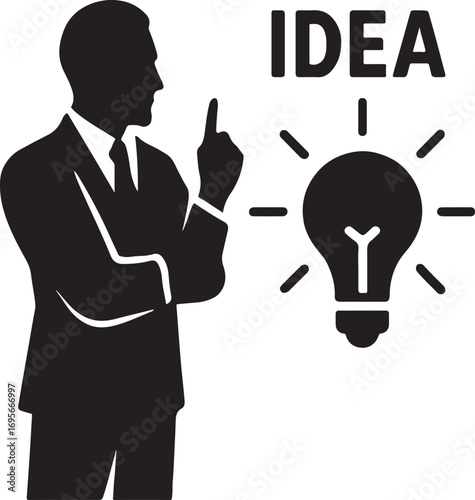 Silhouette vector of idea and innovation concept with creativity, brainstorming, teamwork, and modern solutions.