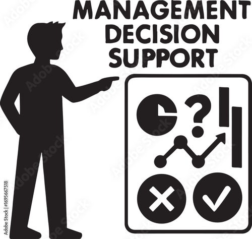 Silhouette vector of management decision support concept with teamwork, strategy, and business planning.