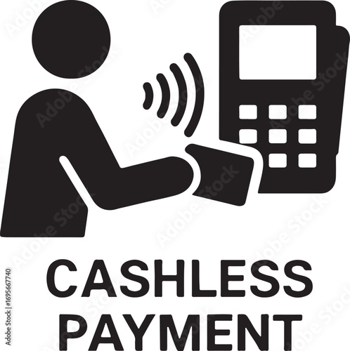 Silhouette vector of cashless payment illustration showing digital transaction, mobile payment, and finance.
