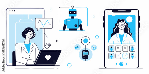 Doctor using technology for remote patient care and ai medical diagnosis