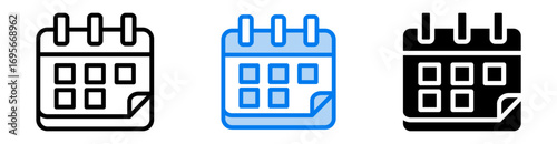 Calendar icon set multiple style collection