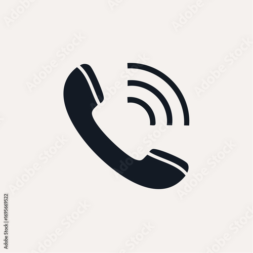 Clean and modern visual symbol of a traditional phone receiving a call, ideal for contact buttons, helpline representations, and digital communication designs