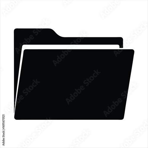 Silhouette of an open folder, an icon for organization, storage and access