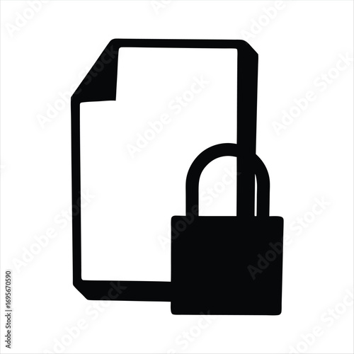 Secure Document or File Protection, Security Concept with Padlock Icon Illustration