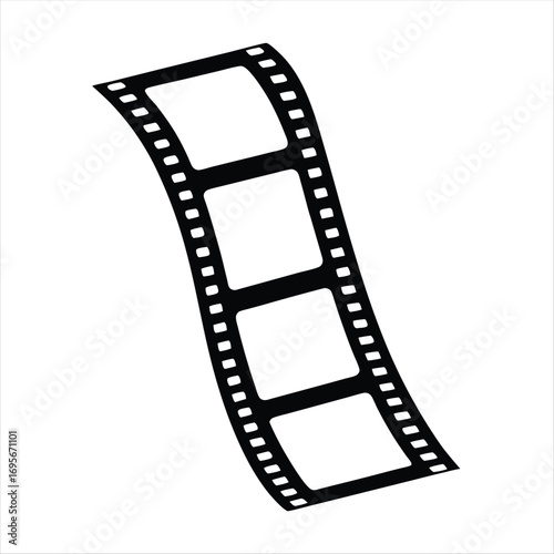 Classic black and white photographic film strip illustration on a white background