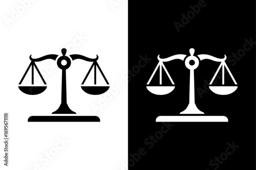 Elegant Justice Scales Silhouette. Classic Law and Order Icon Vector Art