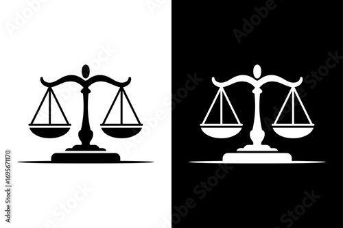 Scales of Justice Vector. Minimalist Equality and Law Balance Icon Design
