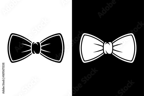 Elegant Bow Tie Icon. Vector Silhouette with Stylish Patterns and Designs