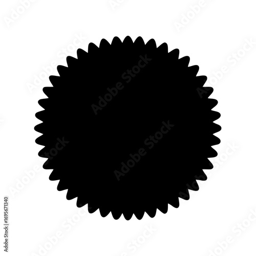 Isolated vector black rosette illustration on white background with zigzag edges