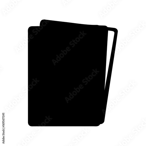 Solid black silhouette of a stack of papers or documents on display