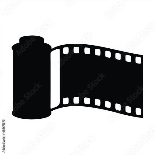 Black and white illustration of a roll of vintage camera film