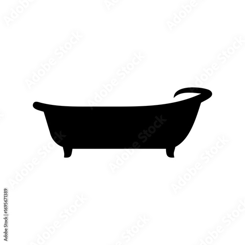 Black silhouette of a classic clawfoot bathtub against a white background