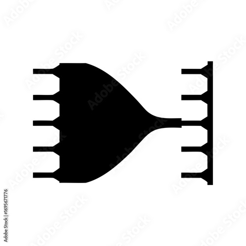 Abstract black and white image of a bifurcating fluidic microchannel device