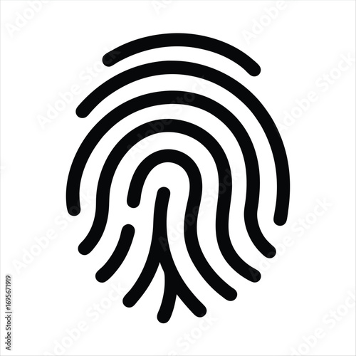 Iconic fingerprint symbol on white background represents security and identification processes