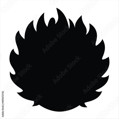 Black spiky silhouette resembling stylized fire or a sea urchin shape