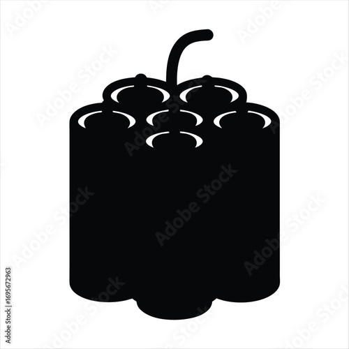 Silhouette of Dynamite Sticks with Fuse on White Background Illustration