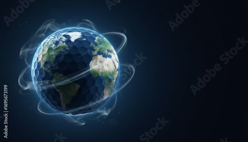 Conceptual Representation of a Golf Ball as a Globe with Earthly Elements and Dynamic Motion Effects for Symbolic Use in Environmental and Sports Themes