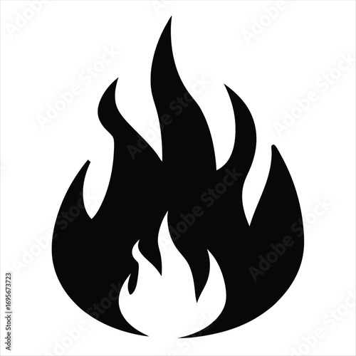 Stylized black and white flame design evoking feelings of power and energy