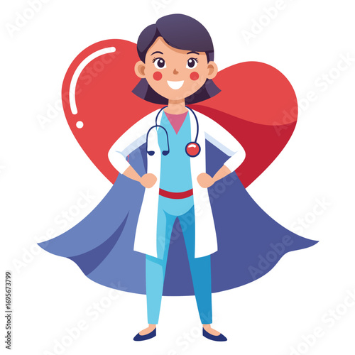 A superhero doctor with a stethoscope and cape stands ready to save lives