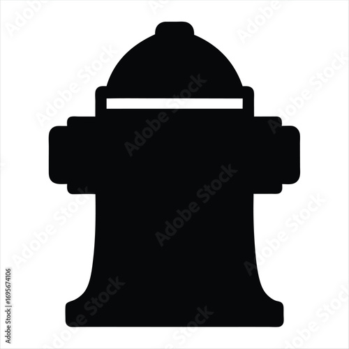 Simple black and white fire hydrant silhouette perfect for safety icons