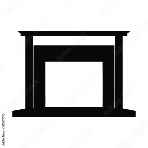 Stylized Silhouette of a Classic Fireplace with Rectangular Opening for Fire