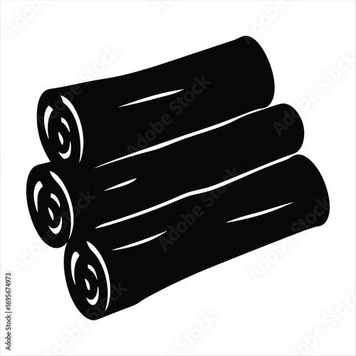 Abstract minimalist illustration of three tightly rolled cinnamon sticks together
