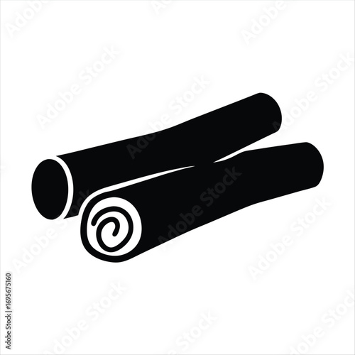 Two sticks of cinnamon with one unrolled on a white background