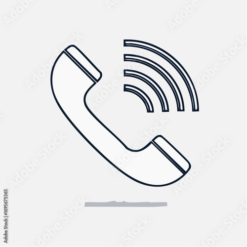 Telephone Icon Illustrating a Call in Progress, Indicating Communication and Connectivity