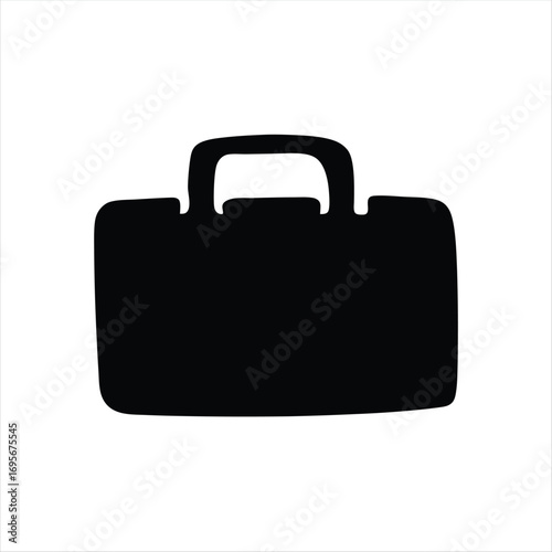 Isolated black briefcase icon representing business and professional pursuits and endeavors